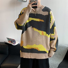 慵懒风渐变色扎染毛衣男秋冬季潮牌痞帅设计感宽松圆领ZM117-P45，男装针织衫/毛衣，星座1109-3