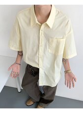 复古衬衫男夏装港风学生宽松小众设计感趣味新款男装上衣外穿，男装衬衫，四季星座505
