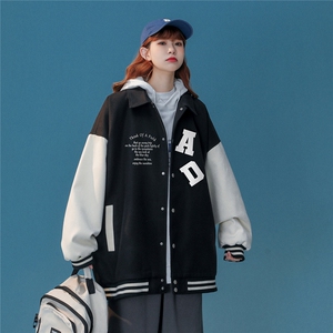 中性风 23春季美式西海岸印花翻领棒球服夹克外套G604P85控108图片