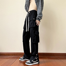 B221秋装美式ins高街小众排扣工装裤弹力休闲裤LK22052-P60控78，男装休闲裤，电商B221