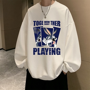 华夫格卫衣圆领卫衣男大码长袖t恤男外套 HW76234-P30加绒款-P40图片