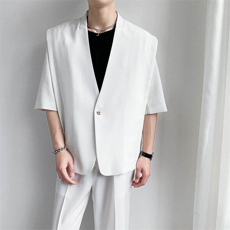 宽松西装套装男帅气宽松西服两件套纯色休闲礼服,男装西服,星座406