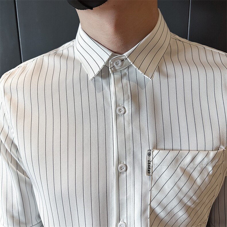 夏季男士七分袖条纹衬衫男休闲修身休闲衬衣A236-C660-P55,男装衬衫,电商A236