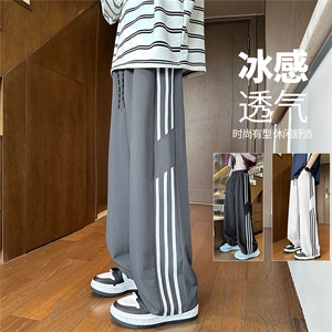 YK127 特P32 控59 品质保障 秋装冰丝垂坠感侧边织带大码休闲裤图片