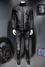 7133冬季新款加厚蚕丝棉服刺绣休闲保暖棉衣，男装棉衣，钱塘2010-1