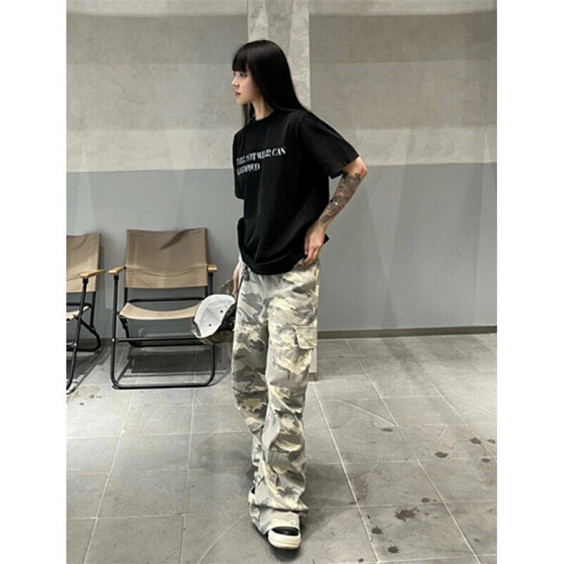 迷彩工装裤男女高街嘻哈牛仔裤伞兵裤阔腿直筒休闲裤子KA721,男装牛仔裤,星座1116A（原606A-3）