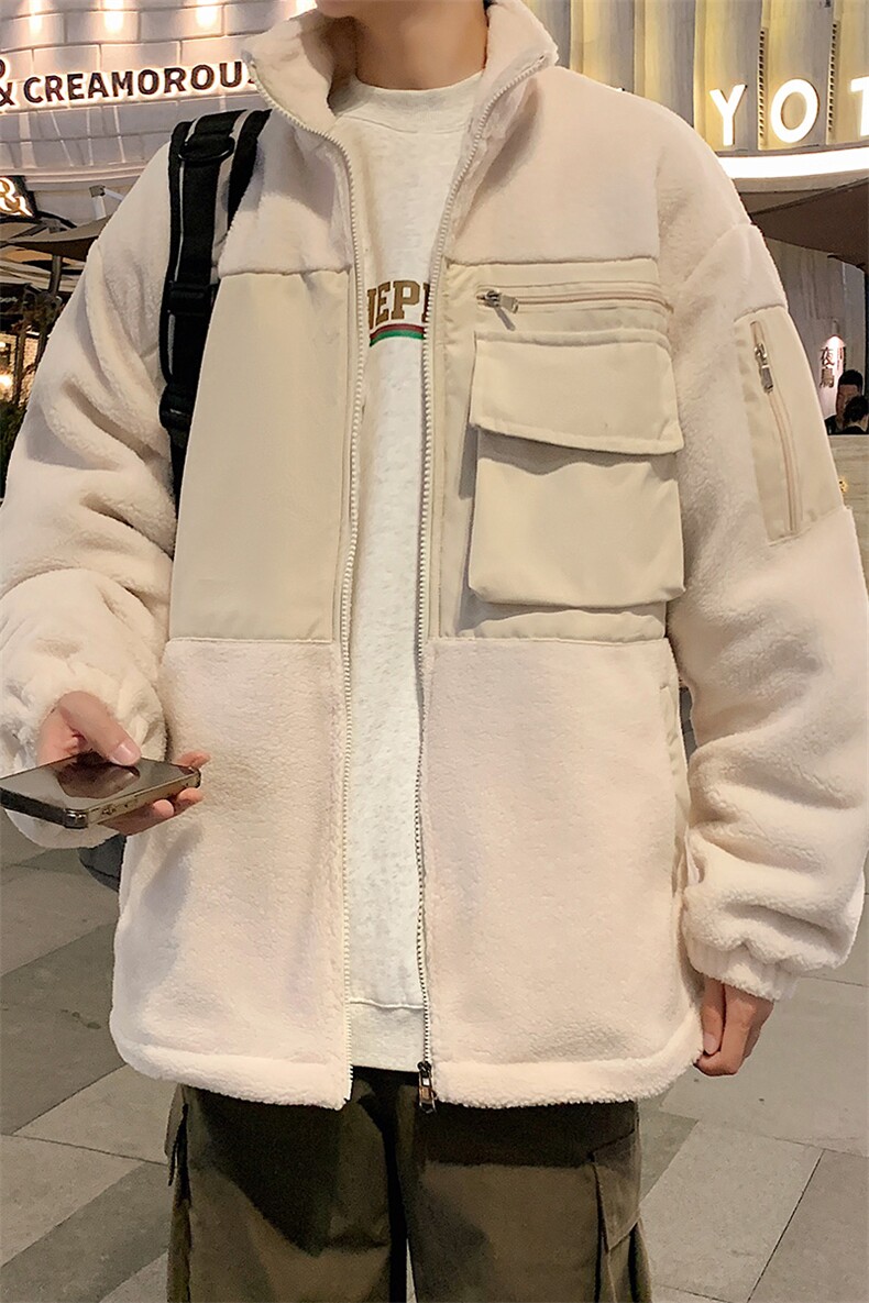 FM05-P69特现货羊羔毛加厚外套男工装宽松翻领棉袄冬季潮棉衣a,男装棉衣,电商A456（原C415）