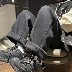 时尚休闲长裤加绒加厚牛仔裤直筒坠感K823-加绒特批45，男装休闲裤，星座718-1