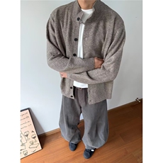 网复古圆领羊毛开衫秋冬季休闲针织衫高级感毛衣外套B77-P55，男装针织衫/毛衣，星座910-1