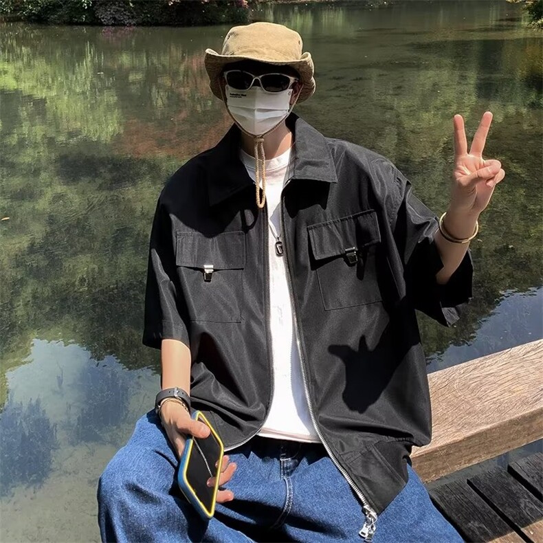 夏季新款衬衫潮流慵懒男方领衬衫TC09P42,男装衬衫,星座1116-2