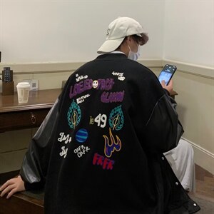高街ins潮流宽松休闲夹克外套男春秋季新款嘻哈棒球服 W5574-P62图片