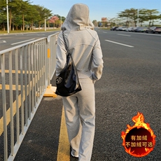 高级感连帽卫衣阔腿长裤休闲两件套潮，女装套装/套裙，江南
