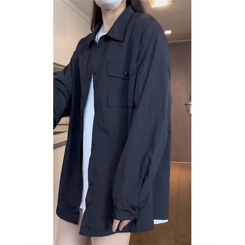 气质百搭2025夏季薄款衬衫情侣款原宿慵懒男防晒衣网图 FS581-p42图片