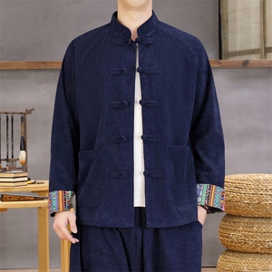 男士外套灯芯绒夹克盘扣立领唐装风 XZ1512-2502单夹克-P80图片