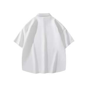 港风大码美式vibe潮牌痞帅翻领短袖衬衫男 XZ213-CS8808-P35控48图片