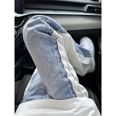 ！3D打印错觉水洗直筒美式渐变高街牛仔裤，男装牛仔裤，星座617C