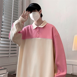 春装新品撞色拼接卫衣男女同款学生简约宽松衬衫WY021-P70 控价98图片