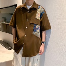 夏装痞帅工装多口袋衬衫百搭短袖衬衫直播品质，男装衬衫，电商A409-1