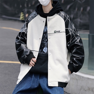 精品秋冬装飞行棒球服男女夹克毛呢拼皮刺绣轻熟JK1701-P115港风C图片
