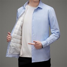 D2863男士2023年冬季长袖加羽绒衬衫商务休闲修身衬衣P132,男装衬衫,电商B360
