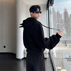 韩版时髦休闲中性暗黑恶魔角卫衣外套男痞帅万圣节超酷外套，男装卫衣，星座1009（原B233）