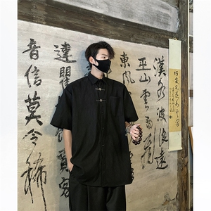 CS08-P50 新中式风男士情侣衬衫短袖衬衣上衣图片