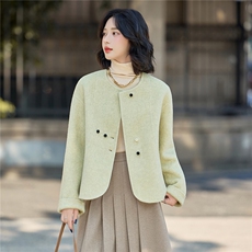 高级感气质短款毛呢外套女2025秋冬新款百搭超好看双面羊毛呢大衣，女装双面呢大衣，美沁