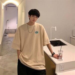 2024夏新款港风宽松圆领时尚短袖T恤上衣T2203-P38，男装T恤，星座914-3
