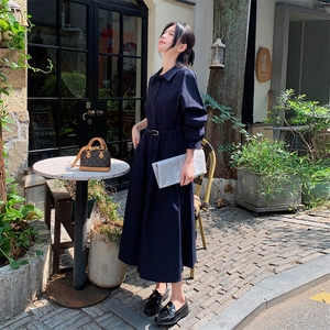 法式衬衫连衣裙女士中长款图片