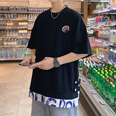 数据！设计感拼接撞色短T恤夏季宽松休闲男上衣XT226-P45控68，男装T恤，电商B370