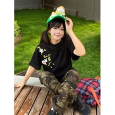 刺绣花卉短袖t恤女夏季2025新款宽松小众设计感半袖上衣TA1480，男装T恤，星座1116A（原606A-3）