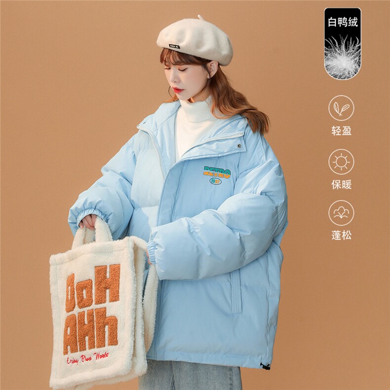 中性 50标白鸭绒简约印花宽松百搭保暖羽绒服 YR131 P225控298图片