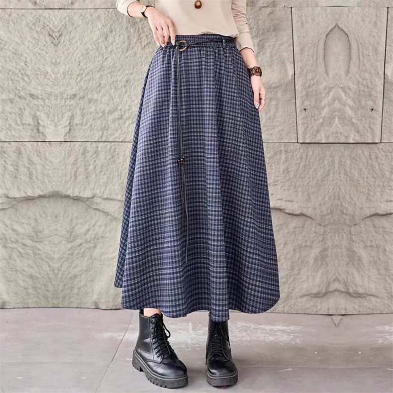 2025格子伞裙舒适简约百搭，女装半身裙，湘姗