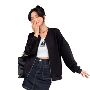 现货2024年春季新款韩版花边点缀棒球服外套女上衣图片