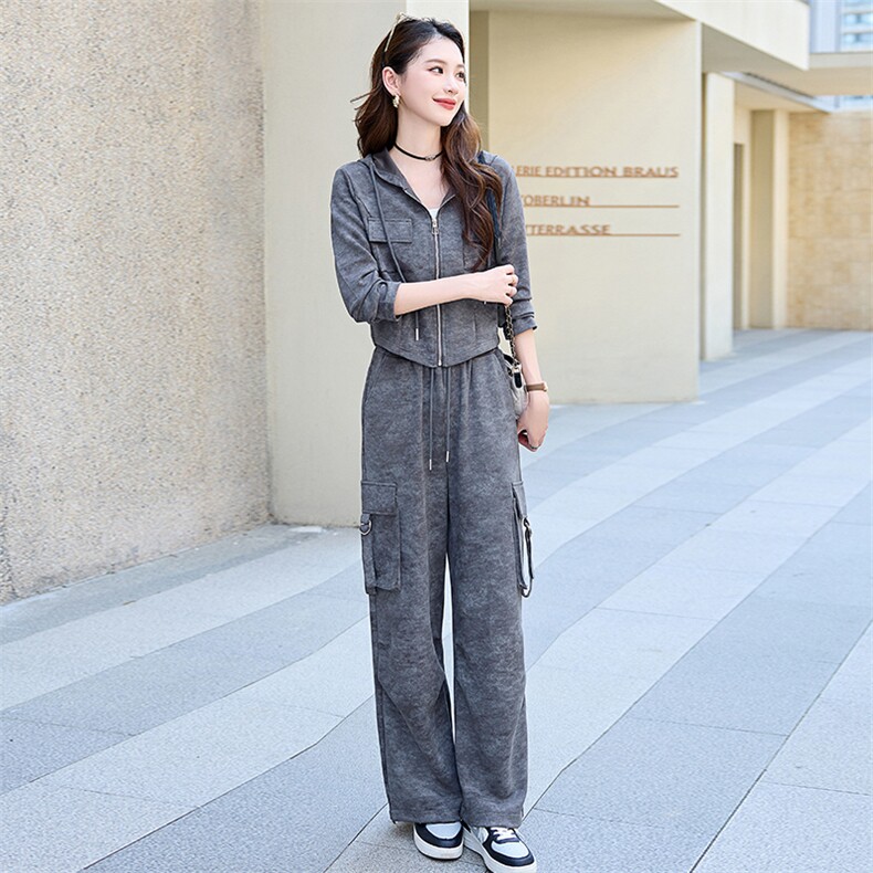 时尚套装女2024年早秋季新款高级感穿搭一整套垂感阔腿裤两件套女,女装套装/套裙,涵亦佰惠