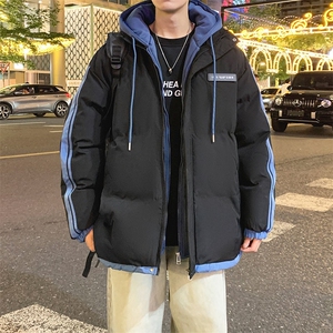 棉服男冬季新款港风宽松假两件连帽棉衣MF8587-特P78图片