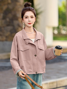 小个子时尚立领短款外套女2025春秋新款宽松百搭减龄休闲工装上衣图片