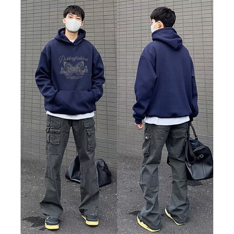 卫衣男连帽春秋季ins港风宽松潮牌字母印花百搭外套2025年新款，女装短外套，星座506A