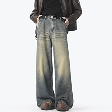 美式高街牛仔裤男潮牌个性宽松休闲裤N3085-P55，男装休闲裤，电商D202