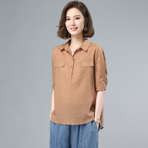 2023夏季时尚简约大方气质优雅短袖工装风短袖衬衫,女装衬衫,独衣靓
