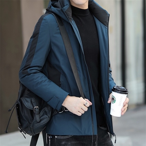 冬季新款男士连帽商务休闲羽绒服中年爸爸装厚款保暖外套男装