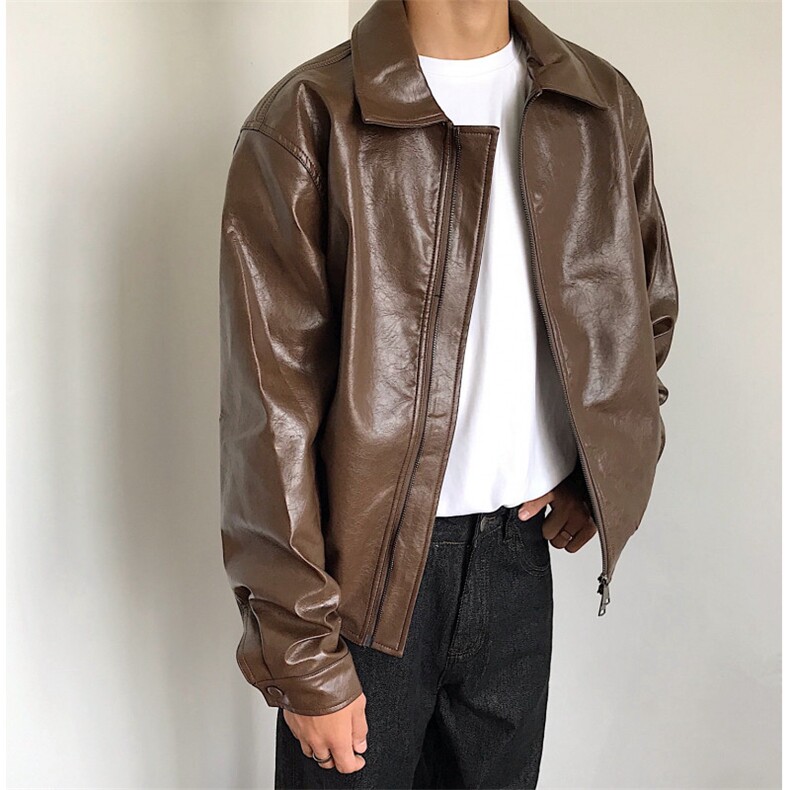 W10327-P70网图现货高街风设计感Pu皮衣复古风机车服皮夹克外套,男装皮衣,星座1608