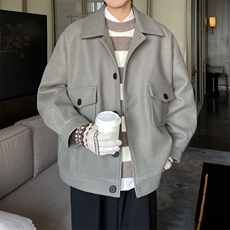 毛呢大衣oversize宽松大口袋呢子韩版潮男士夹克A071-JK106-P98，男装夹克，电商A071