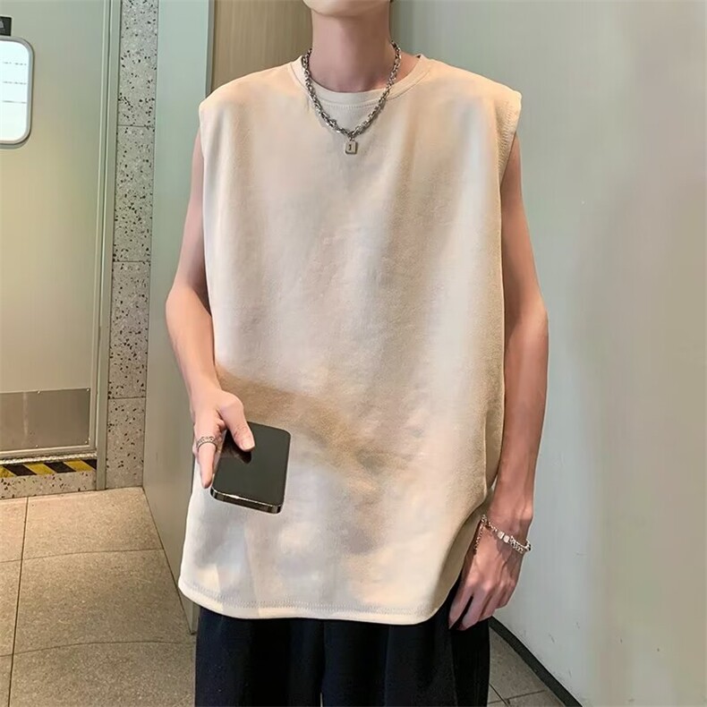 夏季潮男生篮球运动背心宽松大码纯色外穿无袖港风百搭T恤BX11,男装T恤,星座1013