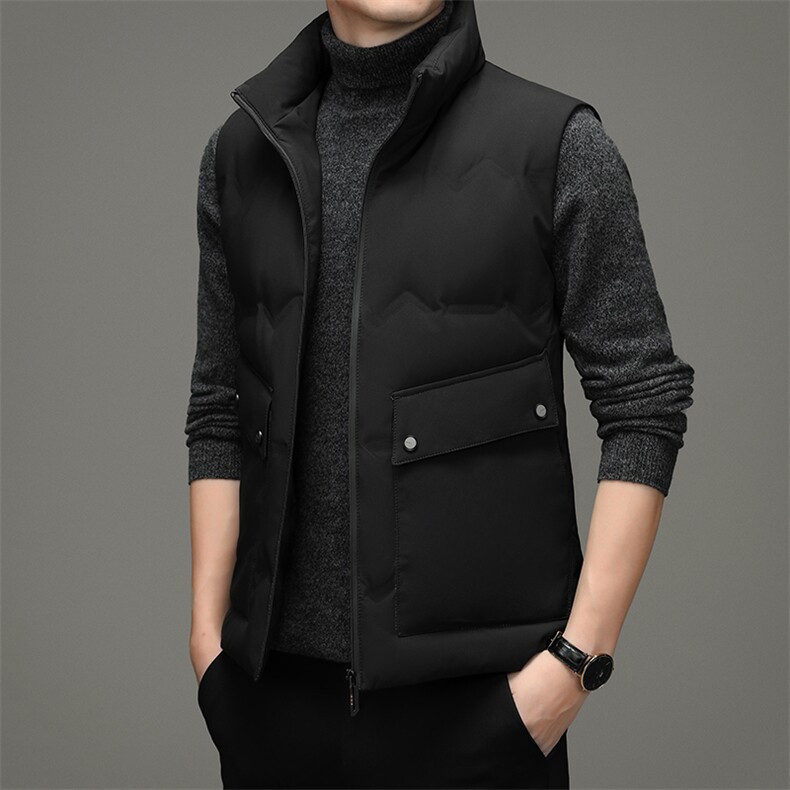 2023冬季新款羽绒服马甲男士保暖外套中年男装加厚立领宽松爸爸装,男装背心/马甲,电商B212（原钱塘6029）