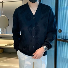 V领开衫男秋冬季提花针织衫加厚保暖男士毛衣高品质外套M824，男装针织衫/毛衣，星座1116A-2（原606A-1）