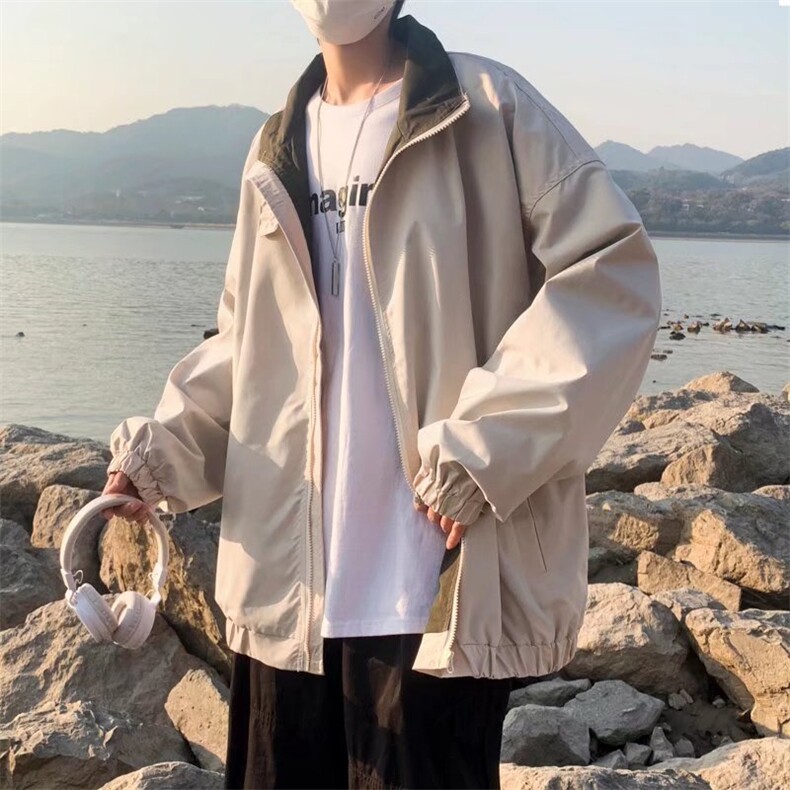 春秋季新款日系纯色翻领外套男生青少年宽松HY08P55,男装夹克,星座1116-2