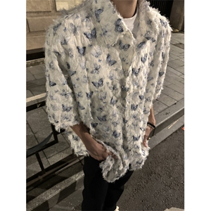 延续~复古蝴蝶立体流苏短袖衬衫 1005-FWCS05-P58图片