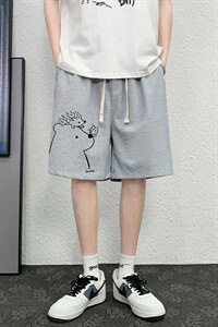 HD74166-P22 华夫格短裤男大码宽松五分裤男直筒中裤图片