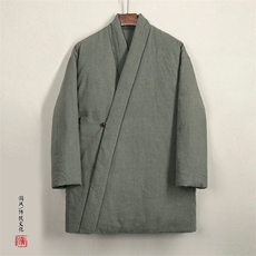 秋冬新款风男装棉麻男士中长款改良汉服棉袄外套Y07P150，男装民族服装，钱塘802